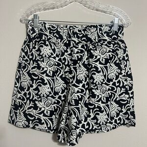 LOFT Black & White Floral Bermuda Shorts